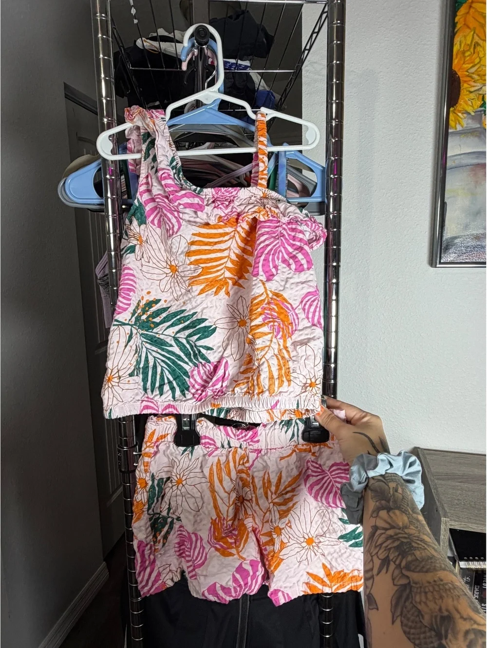 Cat & Jack Girls Floral Print Tank Top and Shorts Set Size 6/7